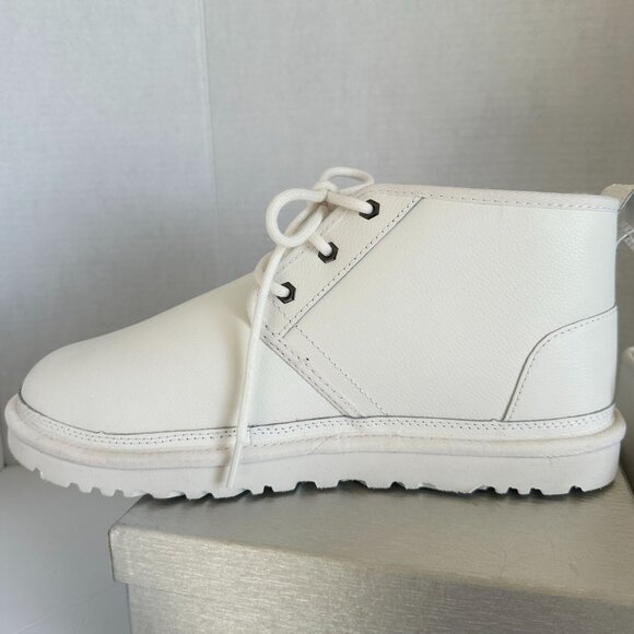 UGG Neumel Chopd White Pebble Leather Chukka Ankle Boots Shearling Lined Mens 11 - Picture 4 of 16